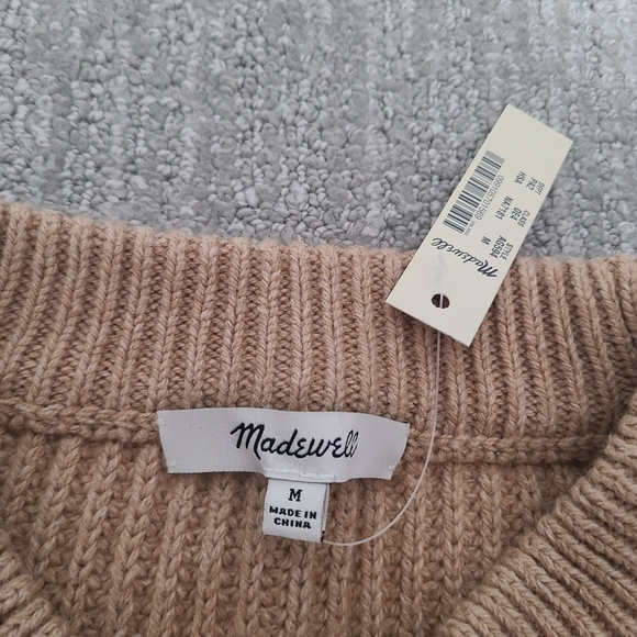 Madewell Balloon Sleeve Merino Wool Beige Sweater NWT - Picture 2 of 5